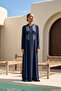 Front Half Zipper Detail Dress 2029 Navy Blue - 3
