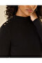 Women Black Shoulder Button Detail Pullover - 4