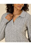 Women Grey V-Neck Polo Knit Pullover - 4
