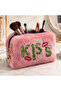 Plush Pen Holder and Makeup Bag Zippered Multi-Purpose Organizer Bag Rose