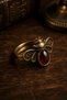 Natural Stone Ring with Bee Motif and Agate Stone Adjustable Ring Vintage Copper Ring - 2