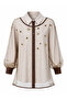 Stone Accessory Detail Striped Cotton Shirt 19572 Beige - 4