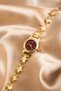 Women's Gold Star Figured Claret Red Dial Elegant Metal Band Minimal Vintage Wristwatch – Stylish & Modern Design Women's Watch - 4