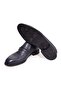 Dark Blue Color Laceless Genuine Leather Men's Shoes - 3