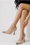 Burnu Gold Metal Detailed Stiletto Beige 9 cm - 2