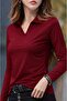 Solid Color Collar Detailed Lycra Stretchy Bodysuit, Casual Long Sleeve Top for Fall & Winter, Women's Clothing