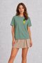 Premium T-Shirt Print with Geometric Pineapple Design - Green - 3