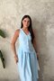 Blue Side Belted Dress with Button Detail - 3