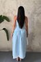 Blue Side Belted Dress with Button Detail - 5