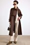 High Collar Cloak Detailed Water Repellent Trench Coat Brown 6889 - 6