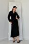 Black Drawstring Crepe Dress - 2