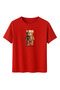 Women's Red Light-Up Teddy Bear Printed T-Shirt 100% Cotton Comfortable Fit - 2