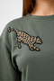 Sequin Double Tiger Embroidered Premium Fabric T-Shirt - 2