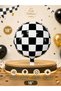 18 Inch Black and White Checkered Round Foil Balloon Helium Compatible Formula 1 Racing Car Themed Party Decoration - 2