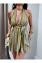 Halter Neck Side Tie Chiffon Dress - 3