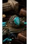 Bronze Women's Ring Authentic Copper Jewelry Margazite Worked Turquoise Stone Ottaman Style Adjustable Vintage - 3