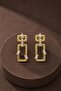 Crystal Stone Rectangular Dangle Earrings