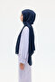 Italian Jacquard Shawl Checkerboard Pattern - Navy Blue - 2