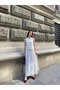 Women's Summer Ecru Trendy Model Lined Buttoned Vest & Belted Long Skirt Set Stylish Daily Comfortable Two-Piece Set 1205 - 2