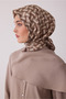 Beige Geometric Pattern 100% Twill Silk Scarf 4407-04 - 2