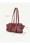 Yennefer Burgundy Belt Buckle Detailed Rectangular Baguette Handbag & Shoulder Bag - 6