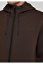 Regular Fit Hooded Plain Men's Brown Sweatshirt - 4