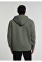 Regular Fit Hooded Plain Men's Green Sweatshirt - 2