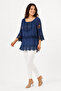 Women's Floral Embroidered Sequined Silk Fabric Blouse - 2