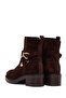 Women's Brown Zippered Thick Heeled Suede Leather Boots Casual Boots Wf190044Ds - 6