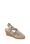 Women's Beige Shiny Wedge Heeled Espadrille 26Sfd20676F - 8