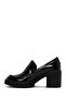 Women's Black Thick Heeled Patent Leather Masculine Loafer Af180001Dr - 3