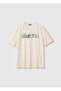 Boy's Ecru Short Sleeve T-Shirt with Embroidery on the Front