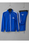 Men's Summer/Seasonal 2 Thread Combed Cotton Fabric Wide Leg Sax Blue Tracksuit Set - 2