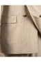 Slim Fit Double-Breasted Pointed Collar Linen Blend Striped Men's Suit Beige T20137-09 - 6