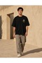 Black Oversize Minimal Turtle Print Design T-Shirt - 4