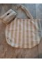 Women's Mink Striped Makeup Bag Beach Shoulder Bag - 4