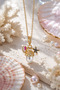 Oceana Pearl and Starfish Charm Steel Necklace (Gold Color)