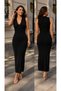Women's Sleeveless V-Neck Long Knit Dress - 7