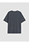 Anthracite Printed Oversize 100% Cotton Women's T-Shirt - 3