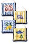 Mediterranean Ciao Bella and Lemon Fish Patterned 4-Piece Fringed Puffy Chair Cushion - 2