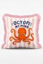 Set of 4 Fringed Throw Pillow Covers with Striped Background and Lobster, Octopus and Fish Figures - 4