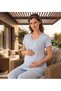 New Season Blue Special Lace Design Cotton Maternity Pajama Set with 3-Piece Pajamas - 2