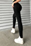 Stretchy High Waist Black Long Shiny Disco Leggings () - 2