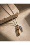 Men's Stainless Steel Necklace with Natural Stone Feather Detail - 3