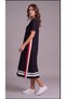Women's Short Sleeve Crew Neck Side Stripe Detailed Midi Viscose Dress - 6