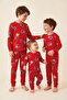 Unisex Red Color Teddy Bear Patterned Long Sleeve Pajama Set - 5