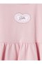 Pink Crew Neck Printed Girl's Dress - 2