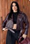 Women's Belted Oversize Cropped Leather Jacket |   New Season Biker Jacket - 7