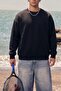 Men's Oversize Sweatshirt Extinction Printed Black – Crew Neck, 3 Thread Raster Fleece - 5