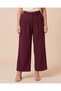 Women Burgundy Pleated Wide Leg Trousers